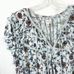 Wonderly Plus Size 1X Top Floral Print Tie Neck Ruffle Sleeve Boho Whimsy 1730 Photo 2