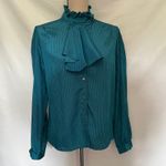 Jonathan Martin Vtg 80s  Ruffle Neck Womens Top Sz 11/12 Coquette Secretary Retro Photo 8