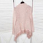 New York & Comp Fringe Hem Chunky Knit Open Cardigan Sweater Pink Medium Boho Photo 8