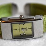 Contemplate Quartz Lime Green Textured 5 Inch Cuff New Battery Green Face Watch Photo 0