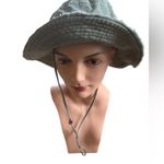 DPC Boonie Bucket Hat Sz M Wide Fringe Brim Olive Green Canvas Tribal Trim Photo 3