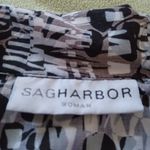 Sag Harbor  Woman sheer button up blouse black grey geometric pattern XL Photo 1