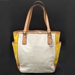 Coach Rare  F23683 Park Color Block Yellow Cream Tan Leather Tote Shoulder Bag Photo 1