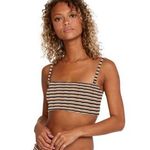 RVCA Cosmic Way Bandeau Bikini Top Striped Removable Padding Orange Black XS Photo 0