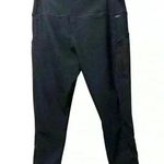 Mondetta Black Leggings with side pockets and striped mesh on legs. Size XL. Photo 0