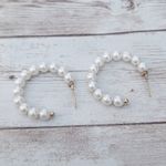 Vintage Earrings for Pierced Ears Faux Pearl Hoop Like Large Statement Photo 3