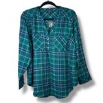 Torrid NWT Harper Brushed Green Plaid Softest Flannel Tunic Pullover Top Size 00 Photo 1