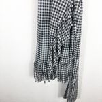 Ganni Gingham Mesh Wrap Mini Dress Size 40 Ruffle Stretch Black White Check Photo 9