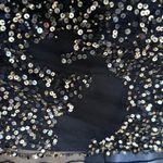 Mac Duggal Black and Gold Sequined Wrap Over Butterfly Sleeve Draped Gown Sz 6 Photo 9