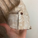 Lands' End  Size 14 Pure Linen Button Down Shirt Tropical Print Neutral Tan Beach Photo 6