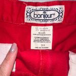 Bonjour Vintage Bright Red Ruffle Shorts High Waisted EUC Size 3/4 Women's Photo 5