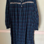 Laura Scott  Women's Nightgown Long Sleeved Maxi Flannel Green Plaid Cotton S Photo 0