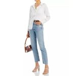AQUA  White Long Sleeve Button-Up Top Shirt‎ Career Casual Women XS Photo 2