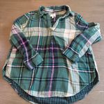 Sonoma  Womens Flannel Plaid Shirt Top Collared‎ Green Purple Long Sleeve PL Photo 0