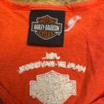 Harley Davidson Motorcycles Womens Orange Striped Tank Top Graphic Tee Size M Photo 2