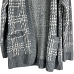 Pink Rose NWT Cozy Cardigan Womens M Gray Plaid Pockets Boho Coastal Grandmother Photo 1