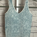 Zenana Outfitters Women's S/M Blue Ribbed Crop Brami Tank Top with Removable Pads Photo 0