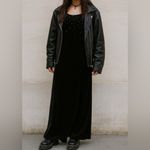 90s Vintage Maurices Sz 9/10 Womens Long Black Velvet Rhinestone Maxi Dress Prom Photo 2