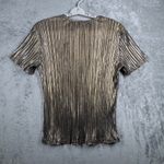 Marshall Rousso Blouse M Gold Plissé Pleated Metallic Disco Glam Party Y2K Chic Size M Photo 2