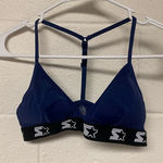 Starter  Women’s Navy Blue Racerback Bra with Black Patterned Band Size Medium Photo 0