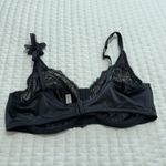 Via Del Amore 38DD Black Bra Underwire Unlined Flower Accent On Shoulder Size undefined Photo 9