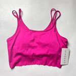Danskin Scallop Hem Womens Thin Double Strap Crop Tank Luminous Pink Sz L Photo 0