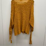 Dreamers  Sweater Yellow  Gold Laced Sleeve Boho Oversized Crocheted Womens Small Photo 6
