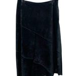 Vintage Cambridge Dry Goods Black Suede Leather Asymmetrical Midi Skirt Size 6 Photo 0