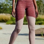 FP Movement Heathered Wine Ribbed Pink Colorblock Evolution Leggings Sz Medium Photo 0