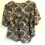 Sigrid Olsen  Cotton Oversize Top Womens Brown Floral Blanket Stitch Edge M Photo 8