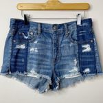 American Eagle Two Tone vintage Hi Rise Ripped Festival Cutoffs Jean shorts 8 Photo 0