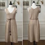 Soft Surroundings NWT  V-Neck Crochet Knit Tank Sheath Dress Beige Gold Metallic Photo 1