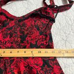 Hot Topic  MED red & black floral swing halter dress scalloped bust trim pin up Photo 9