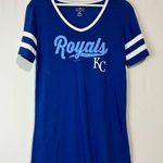MLB Women’s Kansas City Royals Short Sleeve V Neck Shirt Blue Size Medium FLAW Photo 0