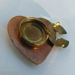 Older Style Copper Heart Brooch With Unique Patterns Orange Photo 4