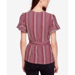 Free People Wrapped Around My Finger Top Ruffle Sleeve Burgundy V Neck Tie Boho Photo 1