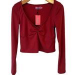 Edikted Crop Top Womens Large Red Long Sleeve Boat Neck Stretchy Boho Club Wear Photo 0
