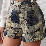 SheIn Tapestry TEDDY BEAR Print Woven Mini Shorts Cosplay Festival Artsy Cute Size XS Photo 0
