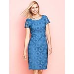 Talbots  Dress Sunflower Lace Sheath Short Sleeve Cornflower Blue Size 6 Feminine Photo 2
