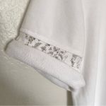 Rebecca Taylor  White Short Sleeve Terry Cloth Lace Crew Neck T-Shirt Blouse S Photo 6