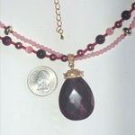 Gold Tone Pink & Maroon Beads Moonglow Beaded Boho Statement Necklace Photo 1