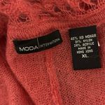 Moda International Size XL Duster Cardigan Sweater Mohair Ruffled Whimsical Pink Photo 2