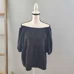 Old Navy Black Peasant Sleeve Peplum Top L Photo 2