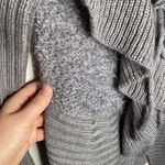 Allison Brittney  mixed texture longline ruffle neckline front tie cardigan sz M Photo 7