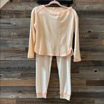 Free People  Chill Evening Knit Pajama Set in Ivory combo Size Medium NWT Photo 2