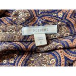 Pleione  Sheer Pullover Sheer Paisley Earth Tone Roll Tab Sleeve Top S Photo 6