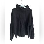 Seven7  Chenille Sweater Black Size XL Cowl Neck Oversized Knit Super Soft NWT Photo 1