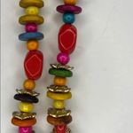 WOOD bead 10 inch Set matching necklace & earrings RETRO BOHO HIPPIE. NWT Gold Photo 5