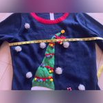 Holiday Time Pullover Christmas Sweatshirt Women's Navy Crew Neck Long Sleeves Embroidered Photo 9