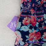 Single floral print three quarter sleeve sheath dress wrap with pockets, 5X Blue Photo 5